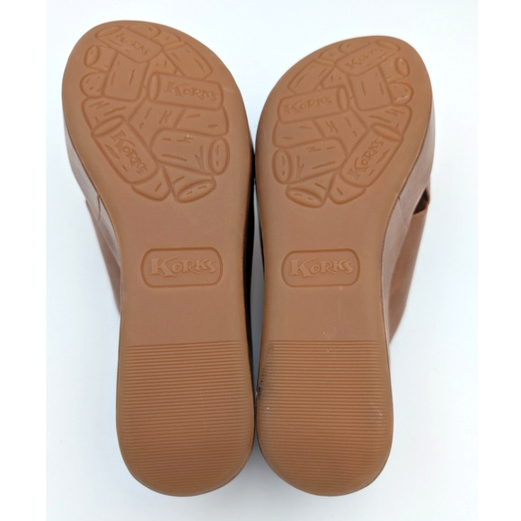 Korks Madera Leather Wedge Sandals Crisscross Strap Women's Brown Size US10M - Picture 7 of 7